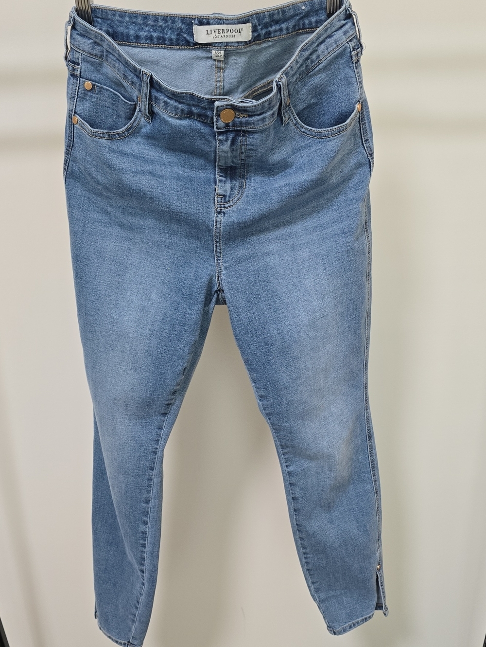 Liverpool Medium Blue Ankle Crop Stretch Jeans